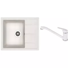 Мойка кухонная со смесителем Dr.Gans Nika 580 + SanDonna F 1066 alb