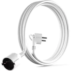 Удлинитель электрический Hama 223243 Extension Cable With Earthed Contact, Flat Plug, For Indoors, 5 M, White