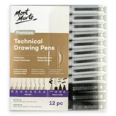 Set de creație Mont Marte MMPM0070 Set linere grafice, 12 buc, 0.05-3.5mm