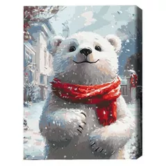 Картина по номерам BrushMe BS54188 (în cutie) Ursuleț cu eșarfă roșie
