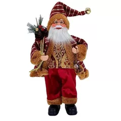 Новогодний декор Promstore 20386 Mos Crăciun, 30cm, Red&Gold cu cadouri si felinar