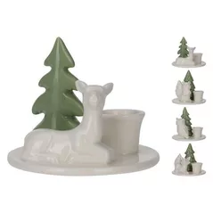 Свеча Holland 02972 Подсвечник керамический Елка и зверь/сова, 10x10x8сm