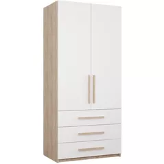 Dulap Mobildor-Lux Smart-Home (0.80x0.56x2.0H m) cu polițe și sertare Sonoma/Alb