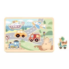 Головоломка Tooky Toy TL064N Puzzle din lemn Transport cu Sunet, 60662