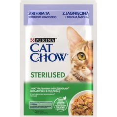 Hrană pentru animale de companie Purina Cat Chow Sterilised cons. p/pisici (miel,mazare) 85g (26)