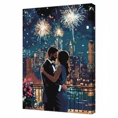 Tablou pe numere Ideyka KHO8484 30x40cm Eco, Clip de iubire cu vopsele metalic extra