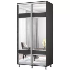 Dulap Mobildor-Lux Aron-S 1.0m-1.8m uși glisante din PAL cu oglindă zebra (150x60x240H cm) Anthracite