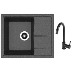 Chiuvetă bucătărie cu bateria Dr.Gans Nika 580 + SanDonna F 7073 negru