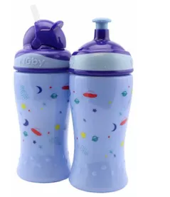 Cană cu pai Nuby NV04017BLUE набор 2шт 360ml Pop-up cup(18m+) + Flip-it(12m+) Blue