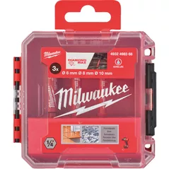 Burghiu Milwaukee 4932498368 Set burghiu diamantat 1/4inch, 6-8-10mm