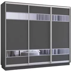 Dulap Mobildor-Lux Fox uși glisante din PAL cu elemente din oglindă (240x60x210H cm) Anthracite
