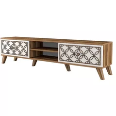 Comodă TV Trendy Clasa, Nuc, Alb 180x44x35cm
