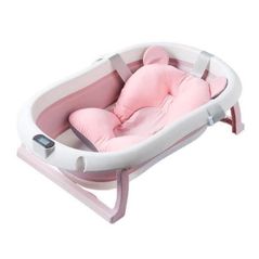 Ванночка U-Grow UGCT-0055-PK Cadă pliabilă cu pernuță și termometru încorporat, roz
