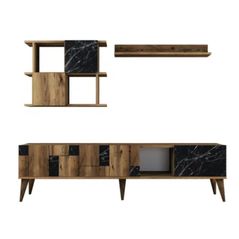 Set mobilă living Trendy Madrid, Negru 180x48x33cm