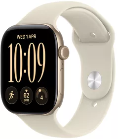 Ceas inteligent Apple Watch Series 12 GPS 46mm Light Gold Aluminium Case with Sand Sport Band M/L MJEP4