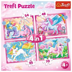 Puzzle Trefl 34389 Puzzles - 4in1 - Unicorns and magic