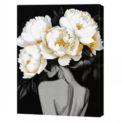 Tablou pe numere Ideyka KHO8510 40x50cm Eco, Tainele infloririi cu vopsele metalic extra