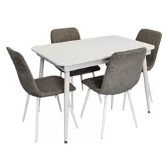 Комплект стол и стулья Evelin di Costacurta стол DT-531R Wh + 4 стула YTC-078Wh UF885-14 (Grey)