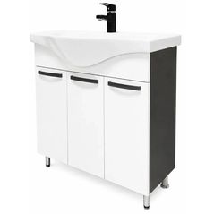 Шкаф под умывальник Mashtab 11345 Agat cu 3 usi 90cm Alb-Antracit