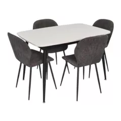 Комплект стол и стулья Evelin di Costacurta стол DT-532R B + 4 стула YTC-064B UF885-15 (Dark grey)