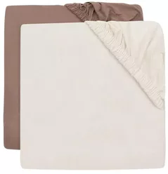 Детское постельное белье Jollein 2511-507-68115 Cearsaf cu elastic Jersey Milky Coffee/Ivory, 120x60cm, 2buc