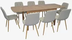 Комплект стол и стулья Evelin di Costacurta стол HV-27V Light Brown + 8 стульев YTC-080Wo, BJORN-24 (Light beige)