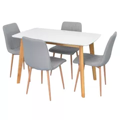 Комплект стол и стулья Evelin di Costacurta стол Cooper White Bella beech + 4 стула XR-154Wo Light grey3