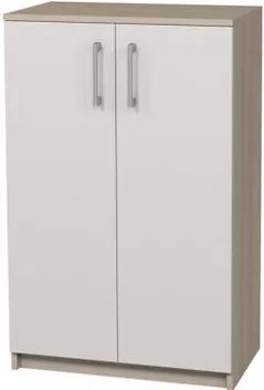 Офисный шкаф Tisam Тумба закрытая с двумя дверцами 702х405х1106, Бук Артизан/Светло-серый (7713)