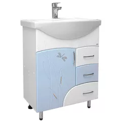 Dulap pentru lavoar Mashtab 11416 Stuff cu 3 sertare 65cm Alb-Albastru