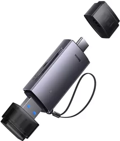 Cititor de carduri Baseus WKQX060113 2in1 Type-C 3.0 to USB-A 3.0 to TF/SD Lite Series, Black