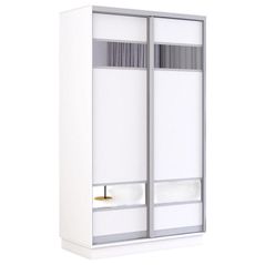 Шкаф Mobildor-Lux Fox uși glisante din PAL cu elemente din oglindă (100x60x230H cm) Alb