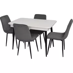 Комплект стол и стулья Evelin di Costacurta cтол DT-432-1R B + 4 стула YTC-078B Bluvel-14 (Dark grey)