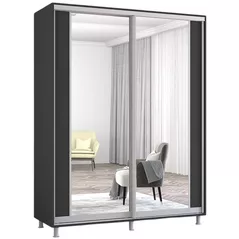 Dulap Mobildor-Lux Aron-S uși glisante din PAL cu oglindă vertical (160x60x200H cm) Anthracite