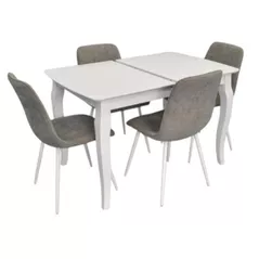 Комплект стол и стулья Evelin di Costacurta стол HV-29V White + 4 стула YTC-078Wh UF885-14 Grey