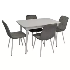 Комплект стол и стулья Evelin di Costacurta стол DT-431-1R Wh + 4 стула YTC-080Wh Light grey