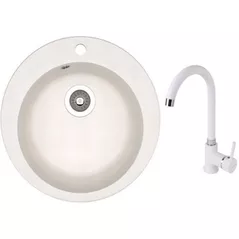 Chiuvetă bucătărie cu bateria Dr.Gans Gala + SanDonna F 7073 alb