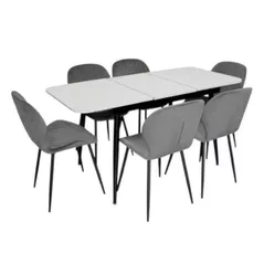 Комплект стол и стулья Evelin di Costacurta стол DT-531R B + 6 стульев YTC-064B Blu-14 (Dark grey)