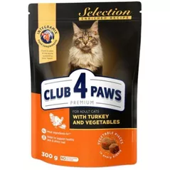 Hrană pentru animale de companie CLUB 4 PAWS 24230958 Hrană uscată Premium, Selection, pentru pisici adulte, curcan cu legume, 15x300 g
