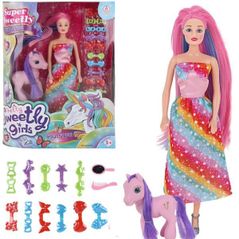 Кукла Essa 60308/60297HWT-3 Păpușa cu accesorii pentru păr, 29cm