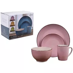 Set veselă Excellent Houseware 47735 Set de vesela Valencia 16buc, roz