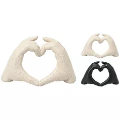 Декор H&S 52550 Figurina Maini in forma de inima, ceramica, negru/alb