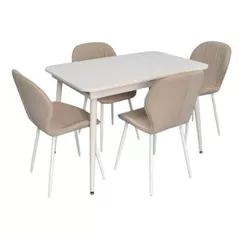 Комплект стол и стулья Evelin di Costacurta стол DT-531R Wh + 4 стула YTC-064Wh Bjorn-24 (Light beige)
