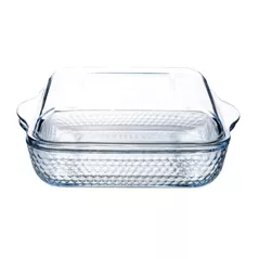 Форма для выпечки Borart 145418 Vas de copt fagure embosat cu capac din sticla, 23.8x21.2cm