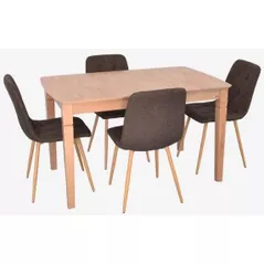 Комплект стол и стулья Evelin di Costacurta стол HV-27V Light Brown + 4 стула YTC-080Wo, BJORN-45 (Dark brown)