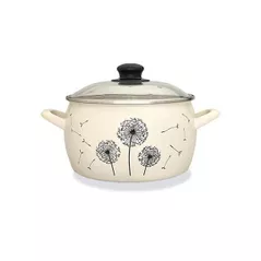 Кастрюля Metalac 51733 эмалированная Одуванчик 24cm, 7.9l, крышка стекло