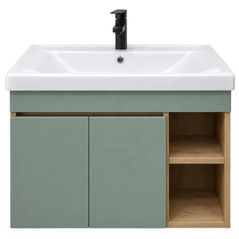 Шкаф под умывальник Mashtab 12634 Niagara (Sava) suspendat cu 2 uși si rafturi 800x470x580 Stejar-Olive