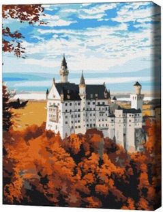 Tablou pe numere BrushMe BS52617FC 40х50cm (fără cutie) Vedere de toamnă asupra castelului Neuschwanstein