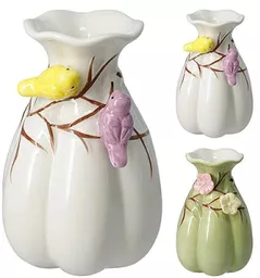 Ваза Promstore 56648 Birds, H20сm, D13cm, din ceramica