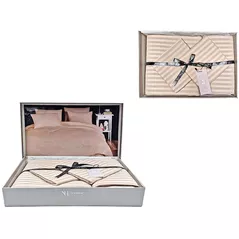 Textile de casă Promstore 53380.7 Lenjerie de pat Euro 2 NH Stripe Satin, bej