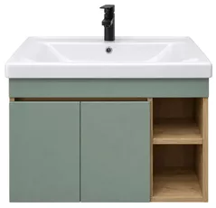 Dulap pentru lavoar Mashtab 12634 Niagara (Sava) suspendat cu 2 uși si rafturi 800x470x580 Stejar-Olive